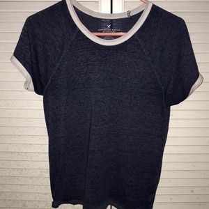 Textured Print Blue AEO Top